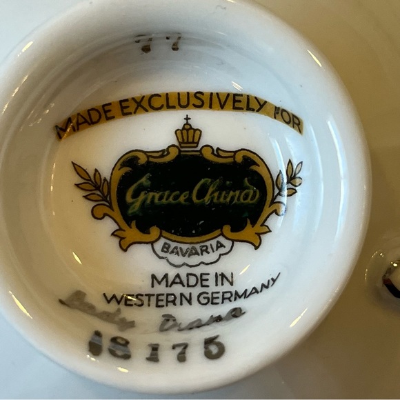 Vintage Grace China Bavaria Lady Diana (18175) Teacup Made In West Germany White - Picture 5 of 5